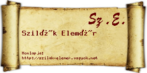 Szilák Elemér névjegykártya
