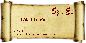 Szilák Elemér névjegykártya